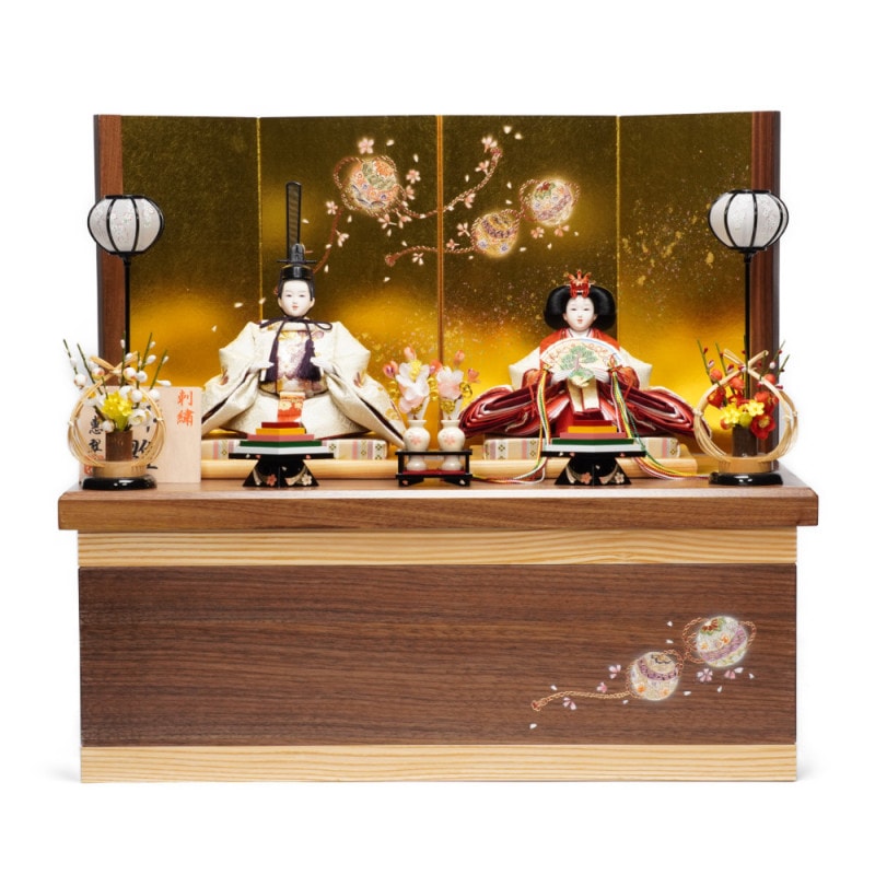 木目込人形(豆親王) 雲弦台付 キット 木目込み雛人形】金駒刺繍(グレー・白) 親王飾り〈縫nui作〉[243