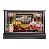 【雛人形】三五 黄櫨染 親王揃いガラスケース飾り〈河雲作〉[233-050]|雛人形