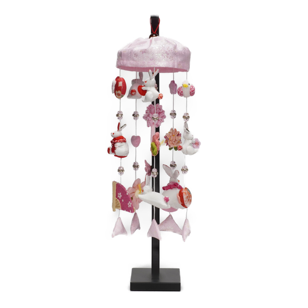 【つるし飾り】三日月台 うさぎ H340 〈女の子〉[233-054]