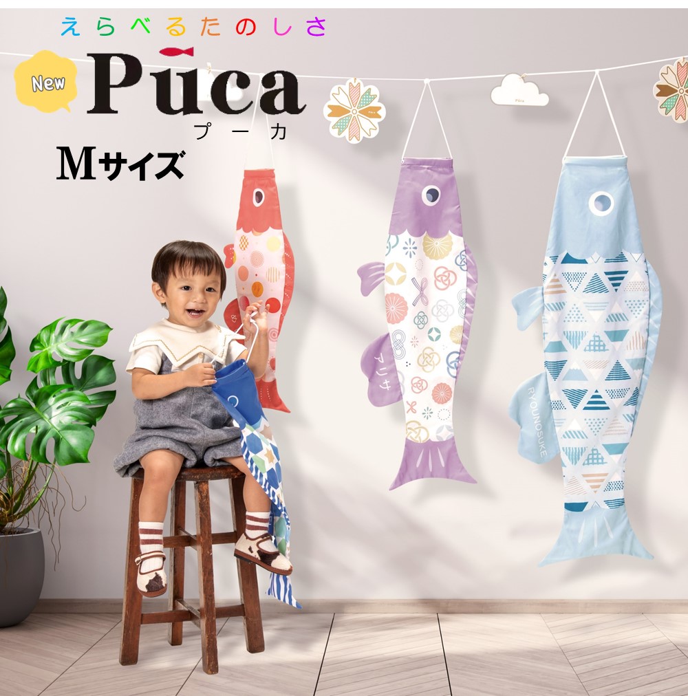 【鯉のぼり】室内鯉のぼり Puca(プーカ) 新モデル※Mサイズ〈徳永こいのぼり〉