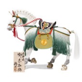 【武者人形】9号 奉尚馬 京馬 白(緑暈し)〈穂州作〉[235-079]|武者人形|その他の人形