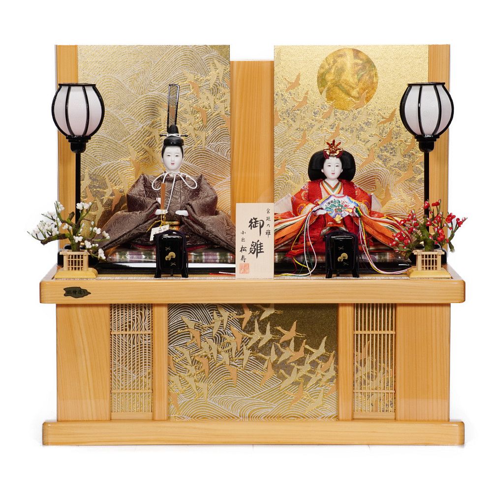 【雛人形】京十一番 貴船 麹塵 桐竹鳳凰文様 親王揃い収納飾り | 小出松寿作