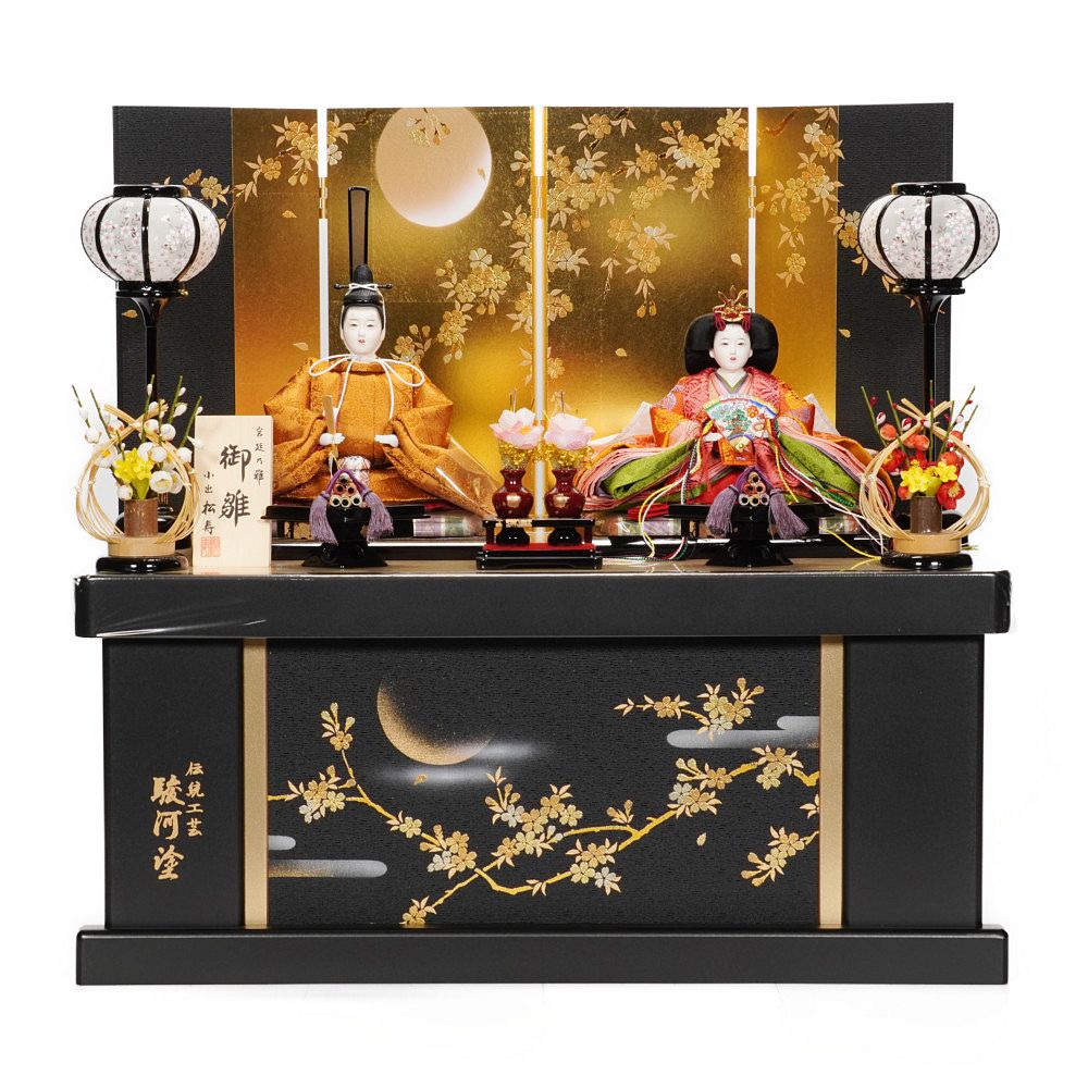 【雛人形】京十一番 黄櫨染 桐竹鳳凰文様 親王揃い収納飾り | 小出松寿作