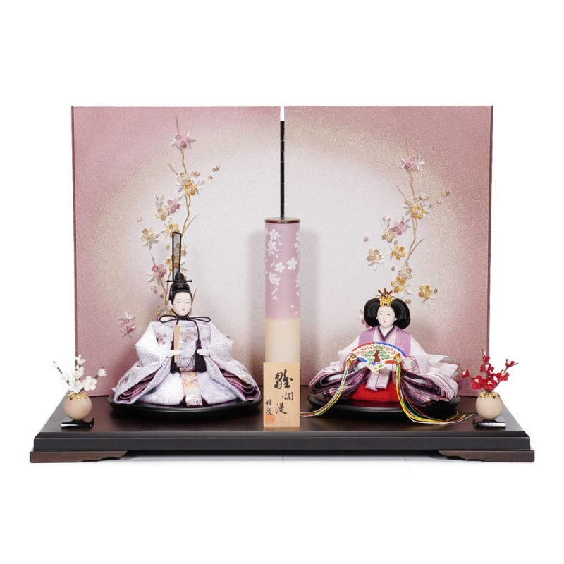 木目込み雛人形】金駒刺繍(グレー・白) 親王飾り〈縫nui作〉[243