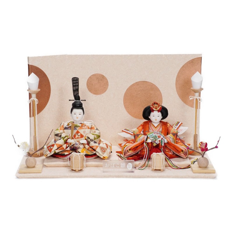 雛人形】三寸 おぼこ雛 宝尽くし文様 親王飾り〈小出松寿作〉[243-154