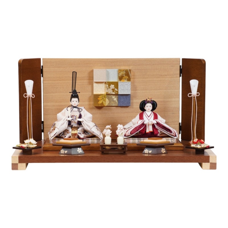 木目込み雛人形】桃山雛(水色・ピンク) 親王飾り〈木村一秀作