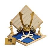 【五月人形】8号 摩天楼 青段威 彫金 兜飾り〈翠鳳作〉[245-276]|五月人形