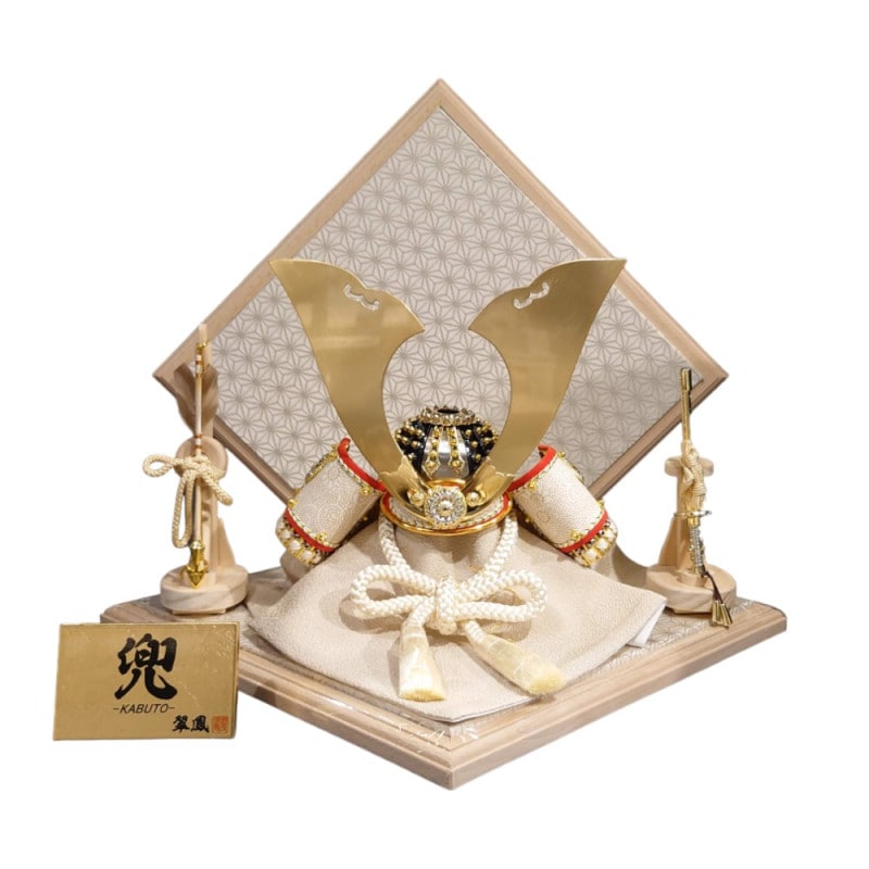 超希少♦️中国武具♦️中国歴史 アンティーク兜♦️獅子形金具♦️鳳羽兜♦️青色装飾♦️送料込 五月人形】8号 紫糸威肩白 彫金 兜飾り〈上原玉鳳作〉[215-088