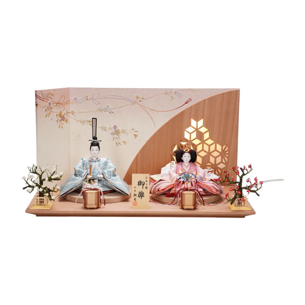 【雛人形】京十一番 高雄 雲立涌文様(浅葱) 親王飾り | 小出松寿作