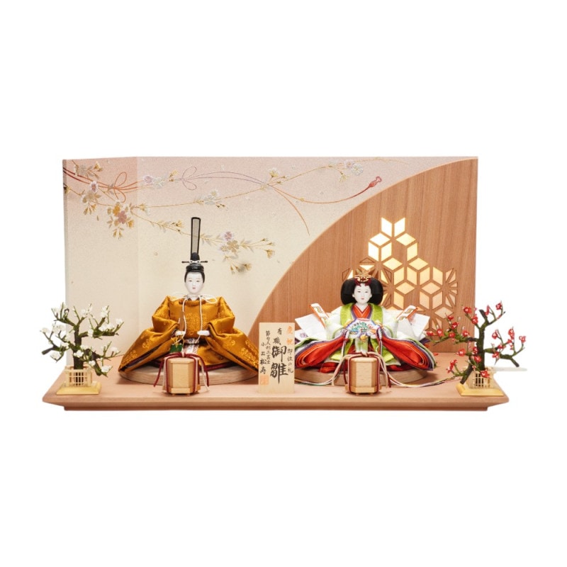 雛人形】京七番 黄櫨染 桐竹鳳凰文様 令和即位の礼 親王飾り〈小