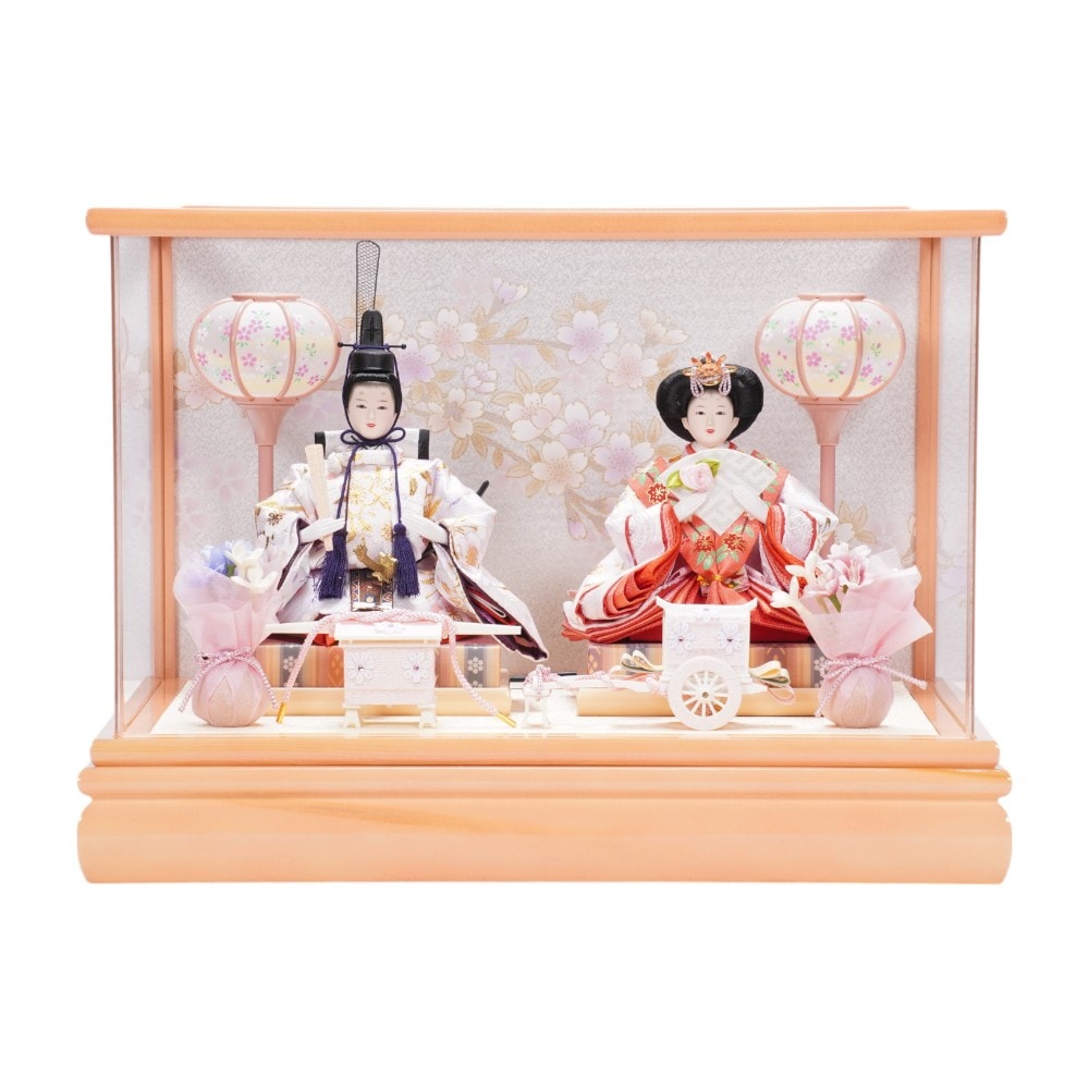 【雛人形】小芥子「桃華」 親王揃いアクリルケース飾り〈雅秀作〉[253-044]