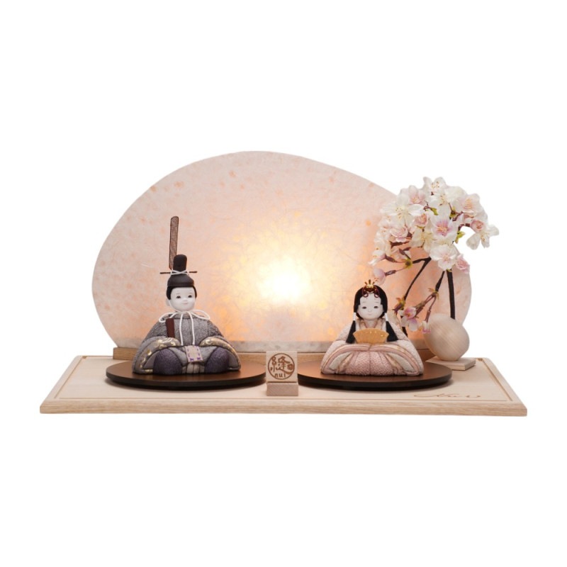 木目込み雛人形】草木染(ログウッド×ビワ) 親王揃いアクリルケース飾り