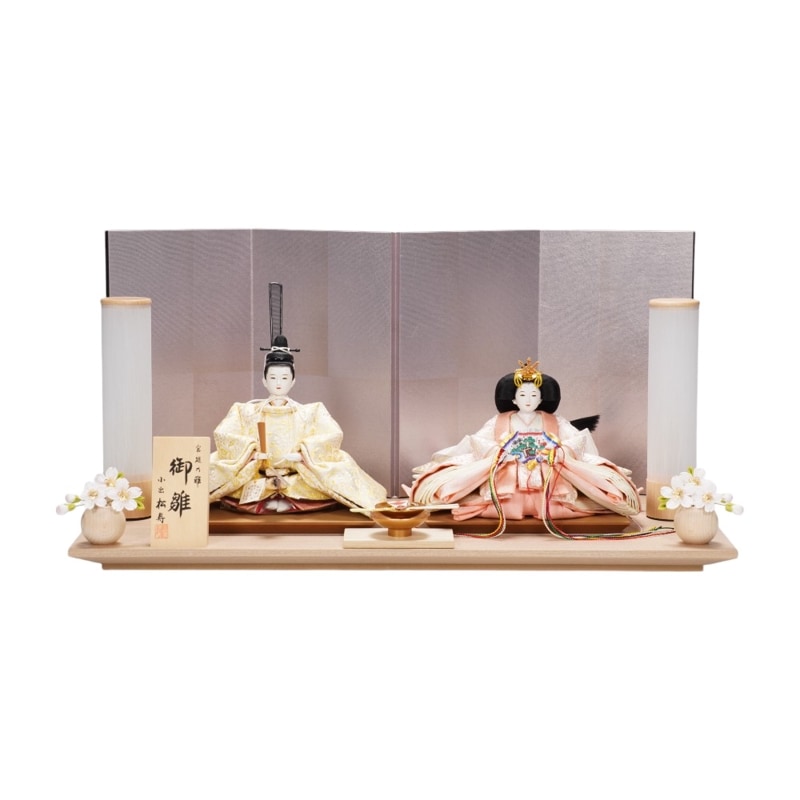 雛人形　親王飾り　七番　草園作　新品　未使用　極上品 雛人形】親王飾り「七宝透かし屏風木目調」（605837） | マタニティ