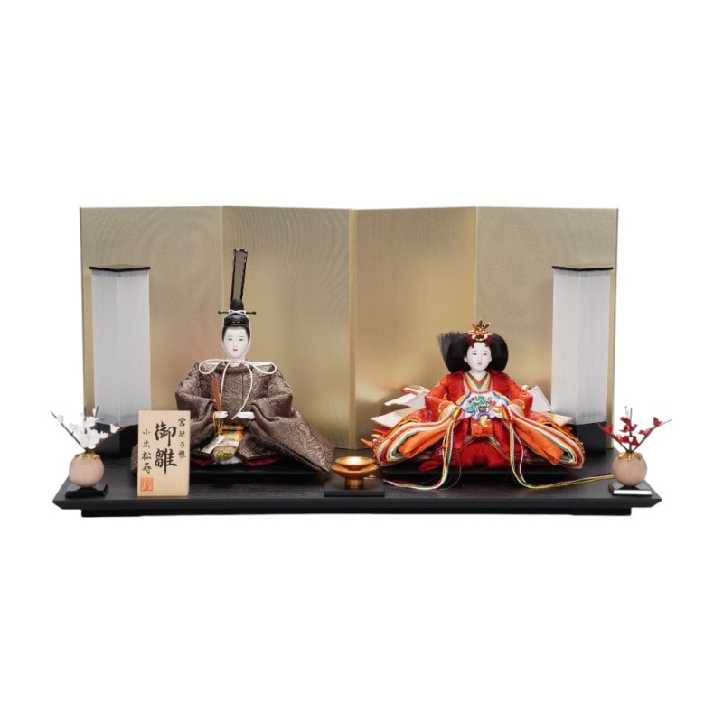 雛人形】京十一番 貴船 麹塵 桐竹鳳凰文様 親王飾り〈小出松寿作〉[243