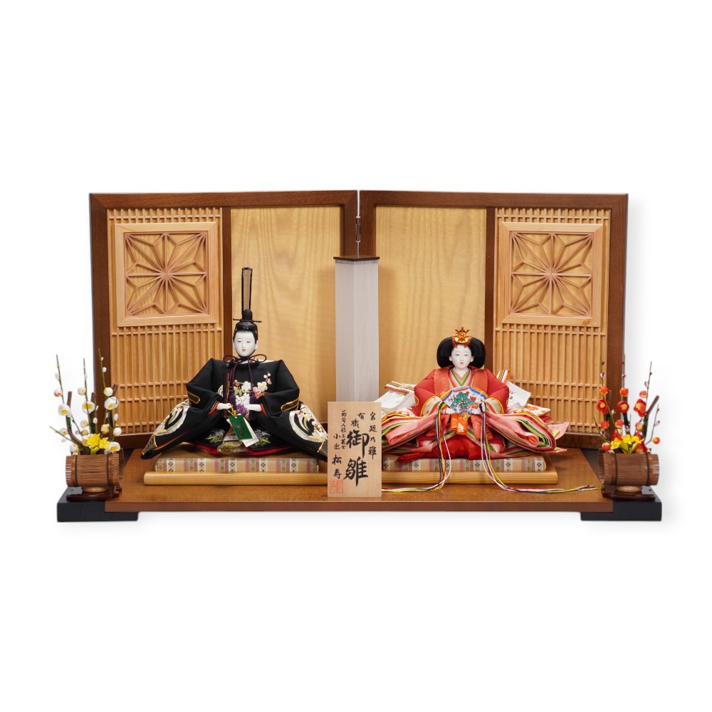 【雛人形】京十番 京極手刺繍 雲水四君子文様 親王飾り〈小出松寿作〉[253-113]