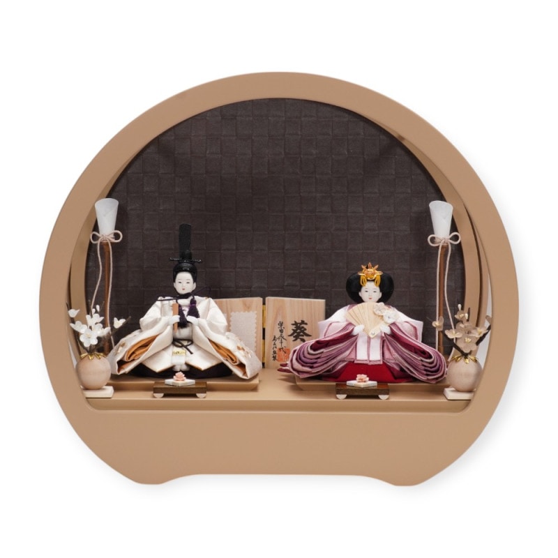 雛人形】「葵」 桜ちらし刺繍(白・ピンク) 親王飾り〈柴田家千代作