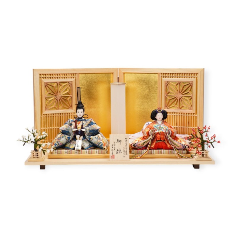 雛人形 親王飾り 水光齊祐月 ひめ咲きびな 頭師 聖祥 鳳凰 中古品