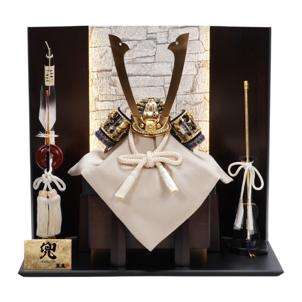 五月人形】8号 摩天楼 青段威 兜飾り〈翠鳳作〉[255-065]