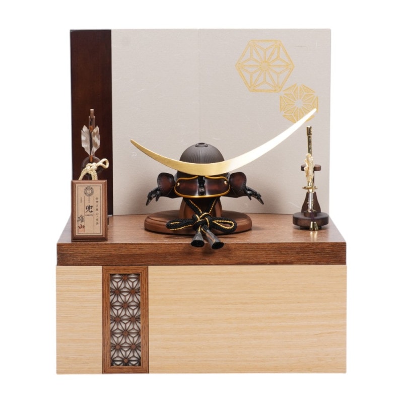 五月人形】8号 鎌倉 太刀・槍付 兜ガラスケース飾り〈武光作