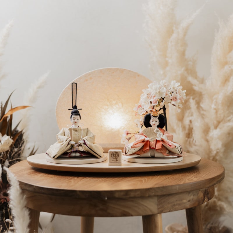 ぺたんこ雛人形★江戸縮緬 菊綴#京人形#緋縮緬#稚児