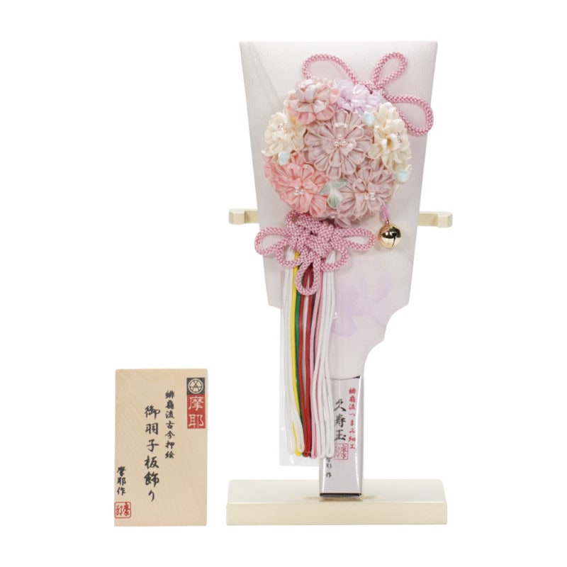 羽子板（見本）　♡受注作成いたします 羽子板】8号 創作羽子板 久寿玉 花もも〈摩耶作〉[242-024] | 羽子板