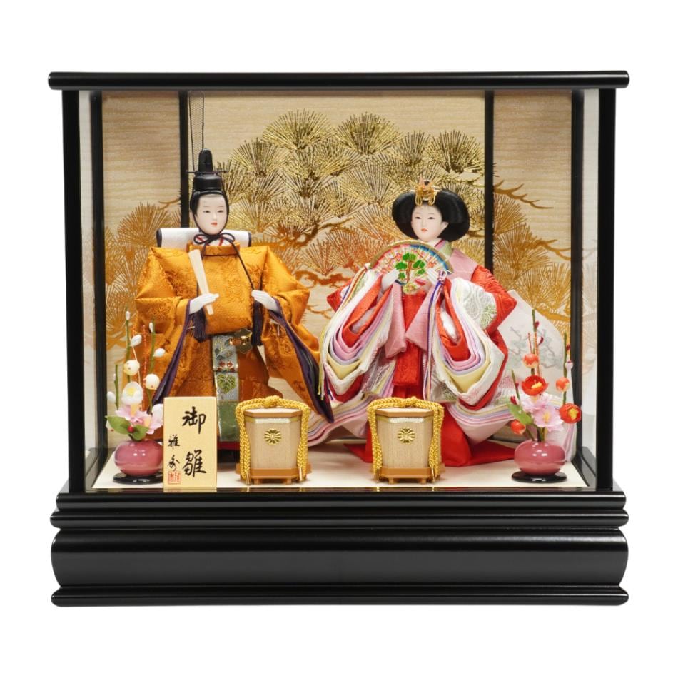 雛人形】芥子 舞華 立雛 親王揃いガラスケース飾り〈雅秀作〉[263-002