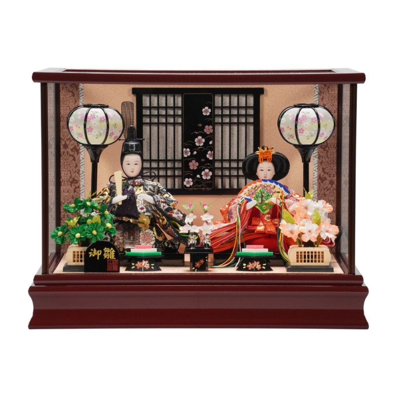 雛人形】京芥子 金彩(紫・ピンク) 親王揃い収納飾り〈千匠作〉[213-131