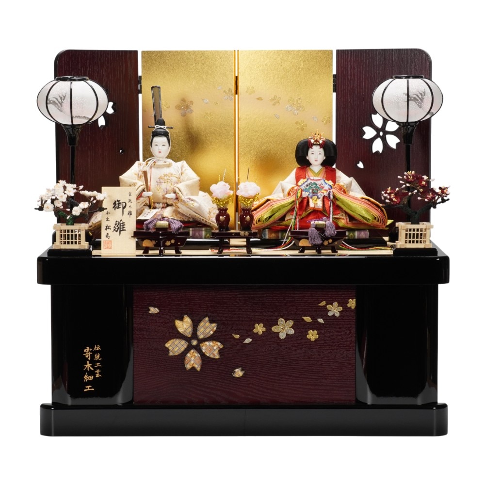 美品京都寿峰作雛人形～収納京十一番親王飾～ 雛人形】京十一番 平安 円華壱年文様 親王揃い収納飾り〈小出松寿作