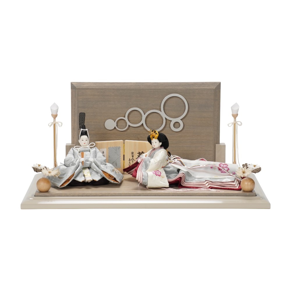 【雛人形】「葵平安」手描き薔薇(薄雲鼠) 親王飾り〈柴田家千代作〉[263-051]