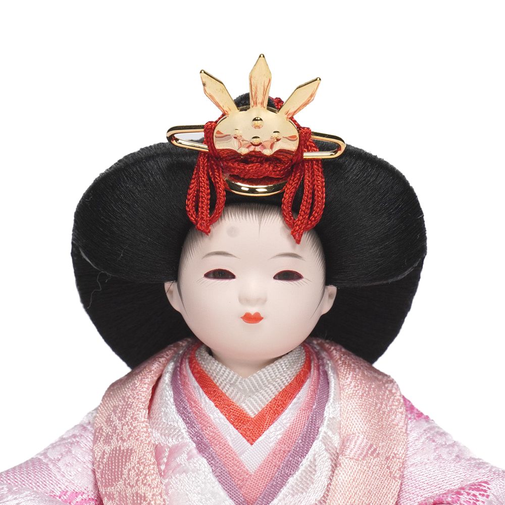 【雛人形】まめ(小) 有職(水色・ピンク) 向鶴 親王飾り〈尚好作〉[253-054]