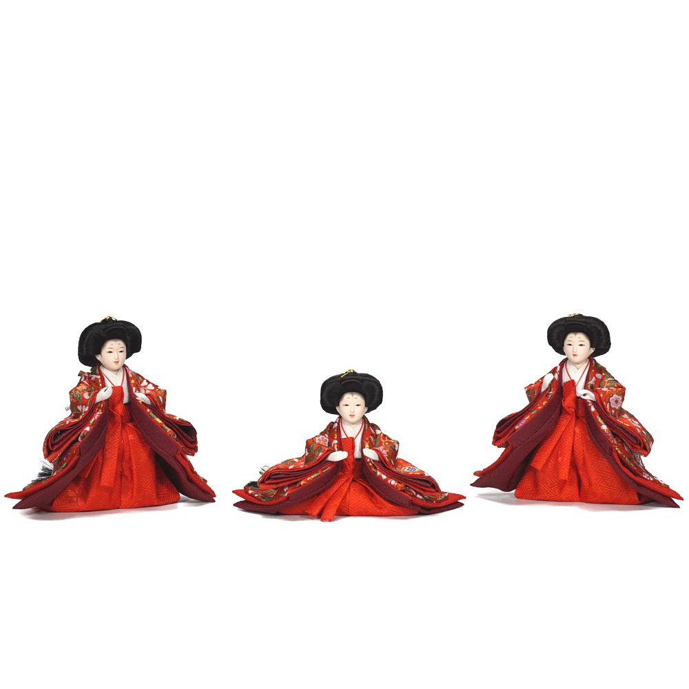 【雛人形】柳 研ぎ出し曙塗 五人揃い三段収納飾り | 雛聖作
