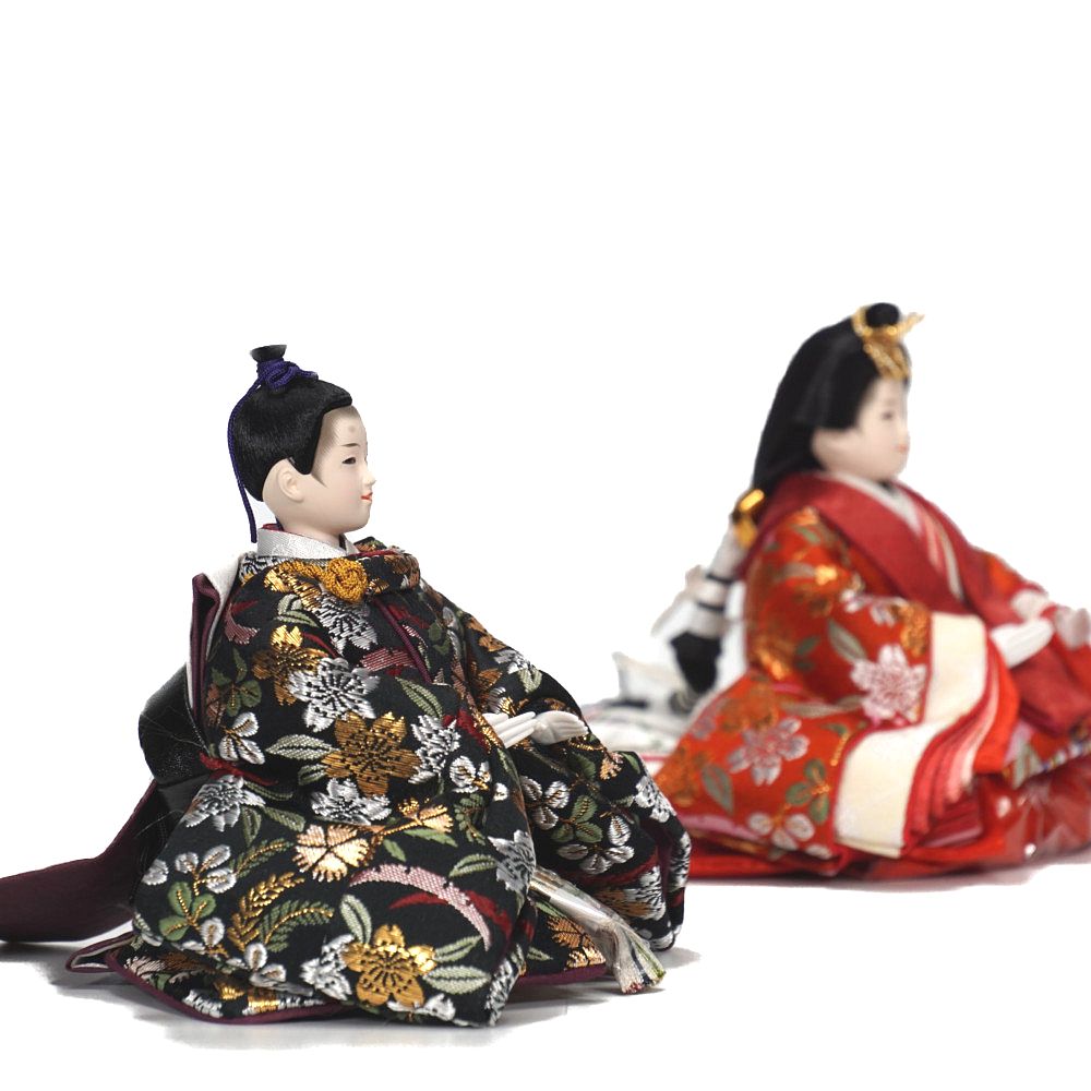 【雛人形】柳 研ぎ出し曙塗 五人揃い三段収納飾り | 雛聖作