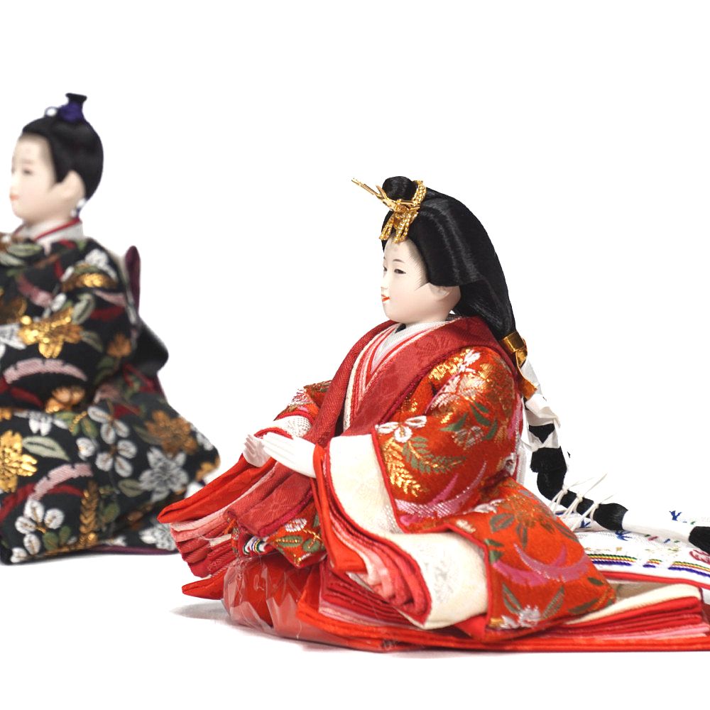 【雛人形】柳 研ぎ出し曙塗 五人揃い三段収納飾り | 雛聖作