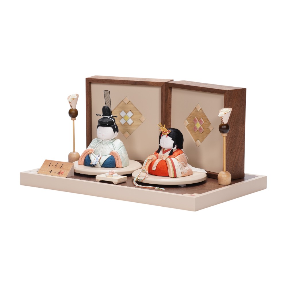木目込み雛人形】「いろは」(浅葱) 親王飾り〈幸一光作〉[253-055