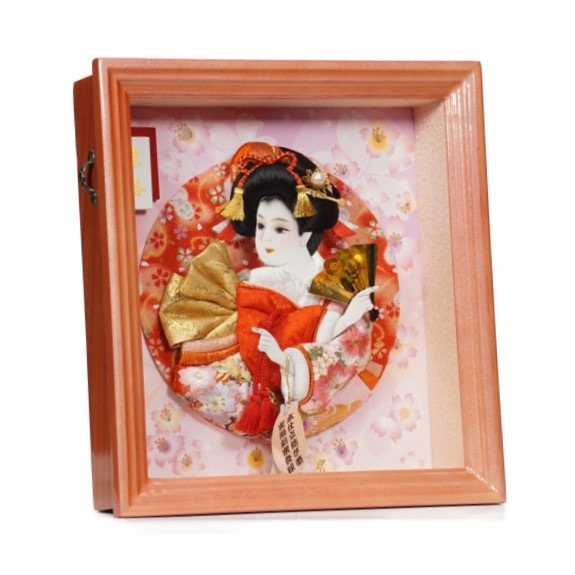 羽子板】8号 振袖 京洛 額縁ケース飾り〈美光作〉[212-053] ｜雛人形