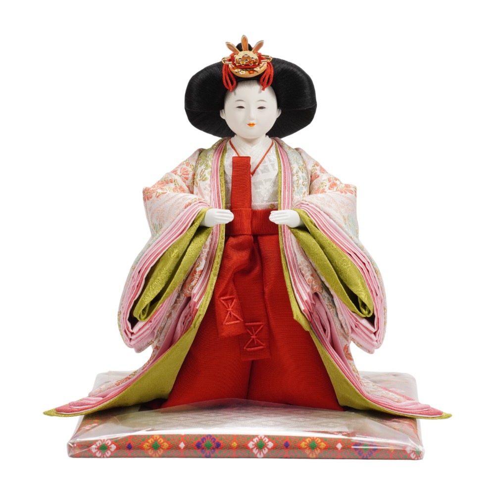 【雛人形】四寸おぼこ 桜立涌桜花小丸文様 親王揃い立雛飾り | 小出松寿作