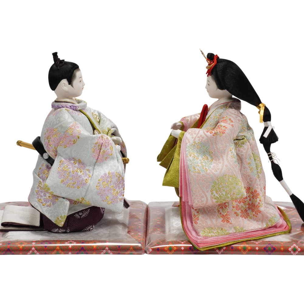 【雛人形】四寸おぼこ 桜立涌桜花小丸文様 親王揃い立雛飾り | 小出松寿作