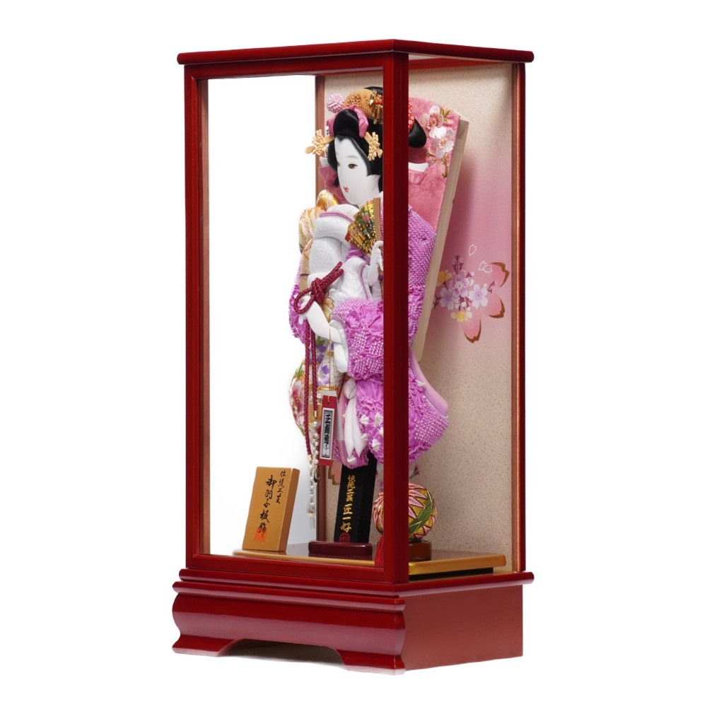 【羽子板】15号 金駒刺繍(白)×かのこ絞り(ピンク)〈匠一好作〉[232-061]