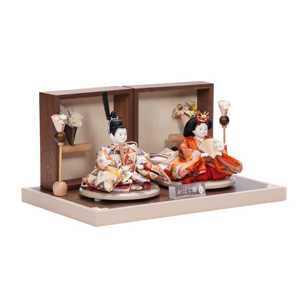 【雛人形】三寸 おぼこ雛 宝尽くし文様 親王飾り〈小出松寿作〉[253-057]