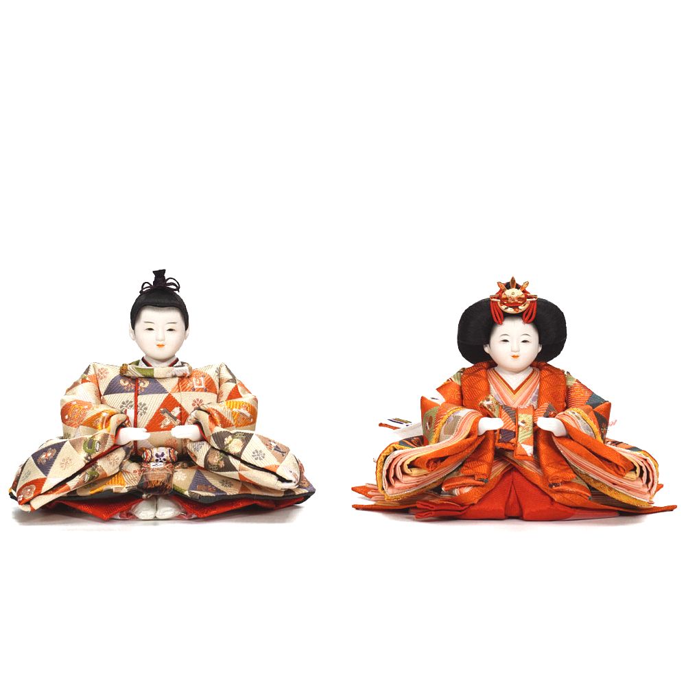 雛人形】三寸 おぼこ雛 宝尽くし文様 親王飾り〈小出松寿作