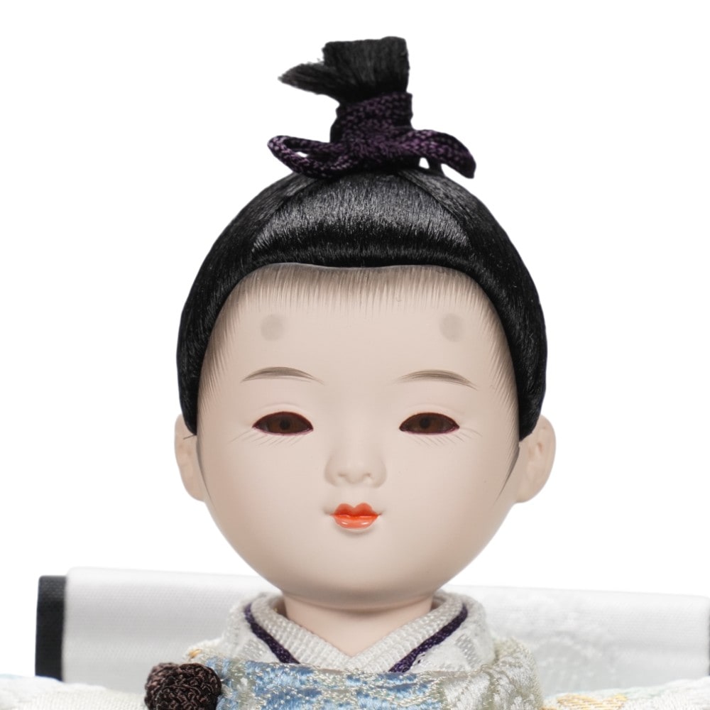 【雛人形】柳(小) 金襴 ねじれ梅(水色・ピンク) 親王揃い収納飾り | 尚好作