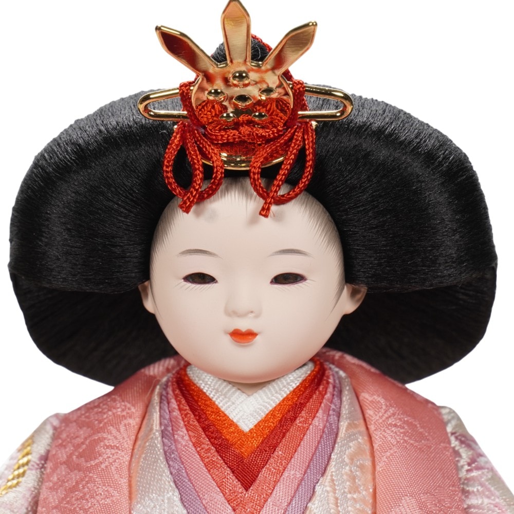 【雛人形】柳(小) 金襴 ねじれ梅(水色・ピンク) 親王揃い収納飾り | 尚好作