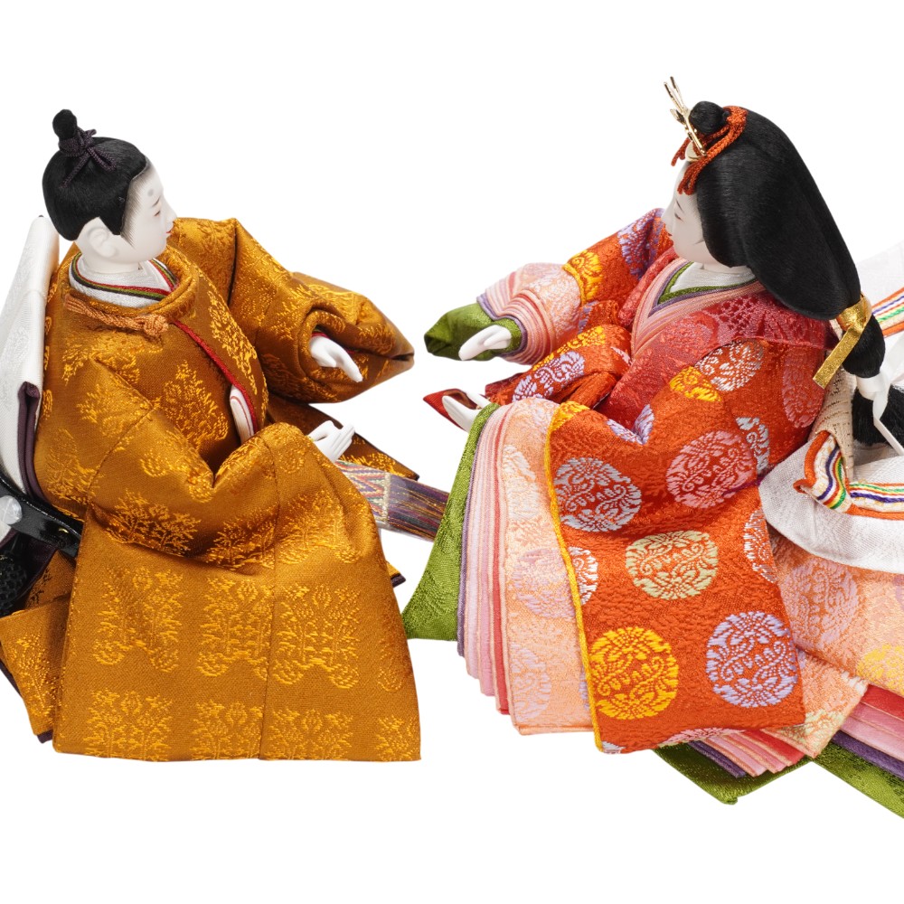 雛人形】京十二番 黄櫨染 桐竹鳳凰文様 親王飾り | 小出松寿作