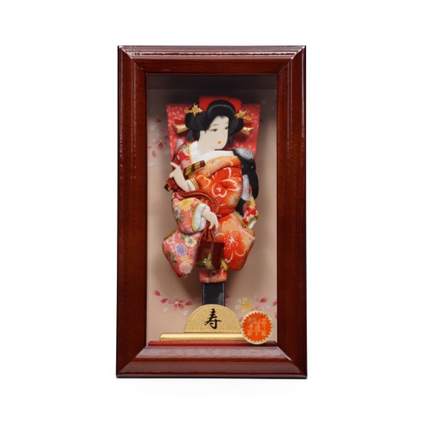 【羽子板】8号 振袖 姫 友禅(ピンク)　額縁ケース飾り〈華風作〉[212-041]