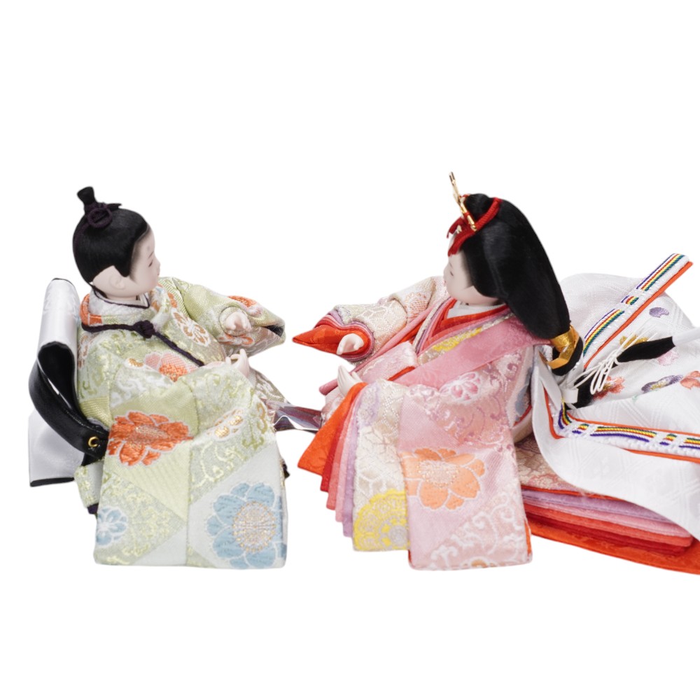 雛人形】まめ(大) 有職(緑・ピンク) 花柄 親王飾り | 尚好作 ｜雛人形