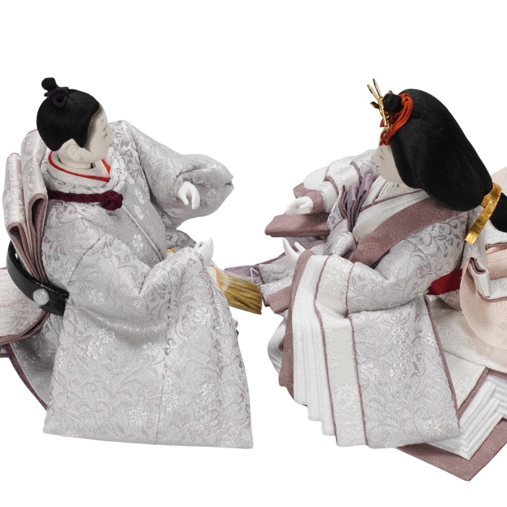 【雛人形】京十三番 金襴 唐華文様(銀鼠) 親王揃い収納飾り | 優香作