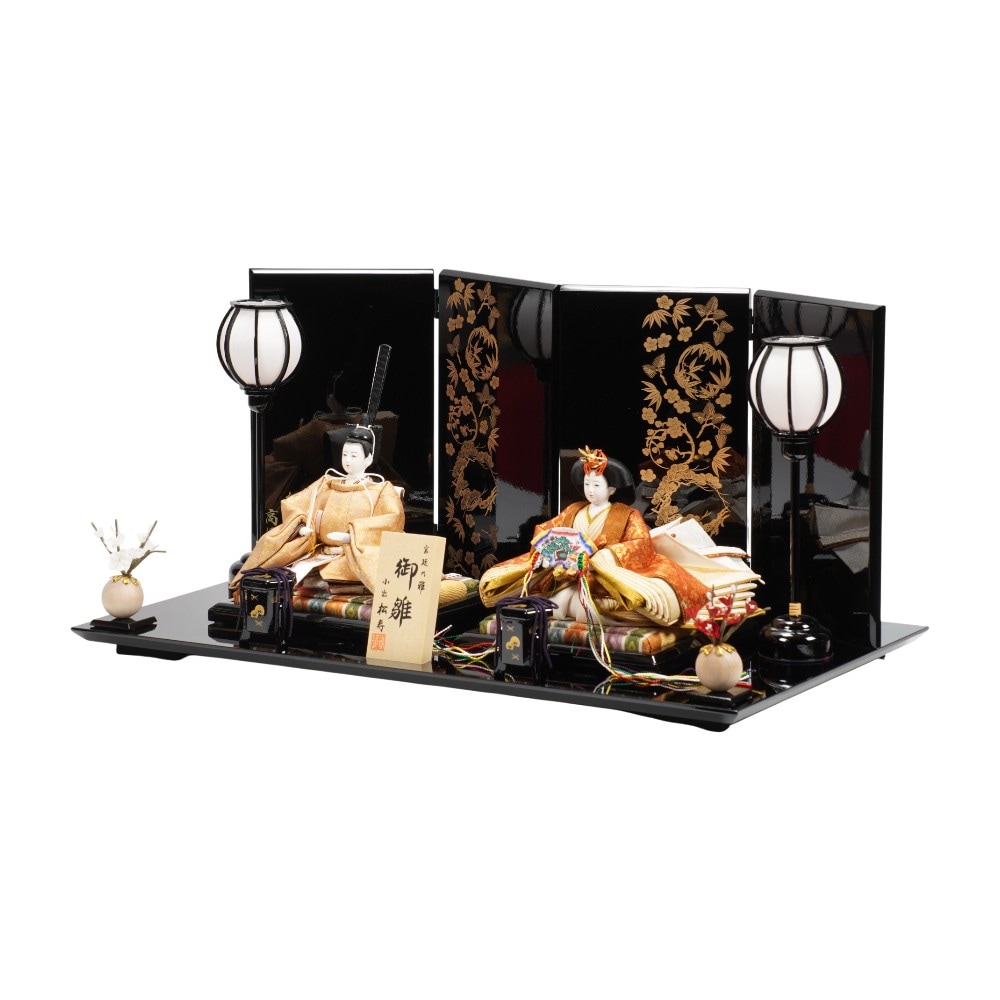 【雛人形】京十二番 高雄 牡丹唐草文様(伽羅色×弁柄色) 親王飾り | 小出松寿作