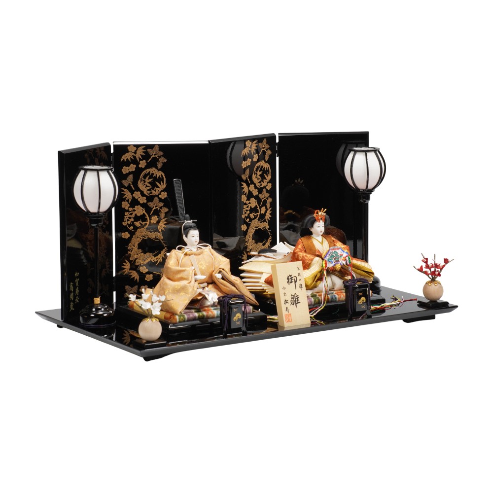 【雛人形】京十二番 高雄 牡丹唐草文様(伽羅色×弁柄色) 親王飾り | 小出松寿作