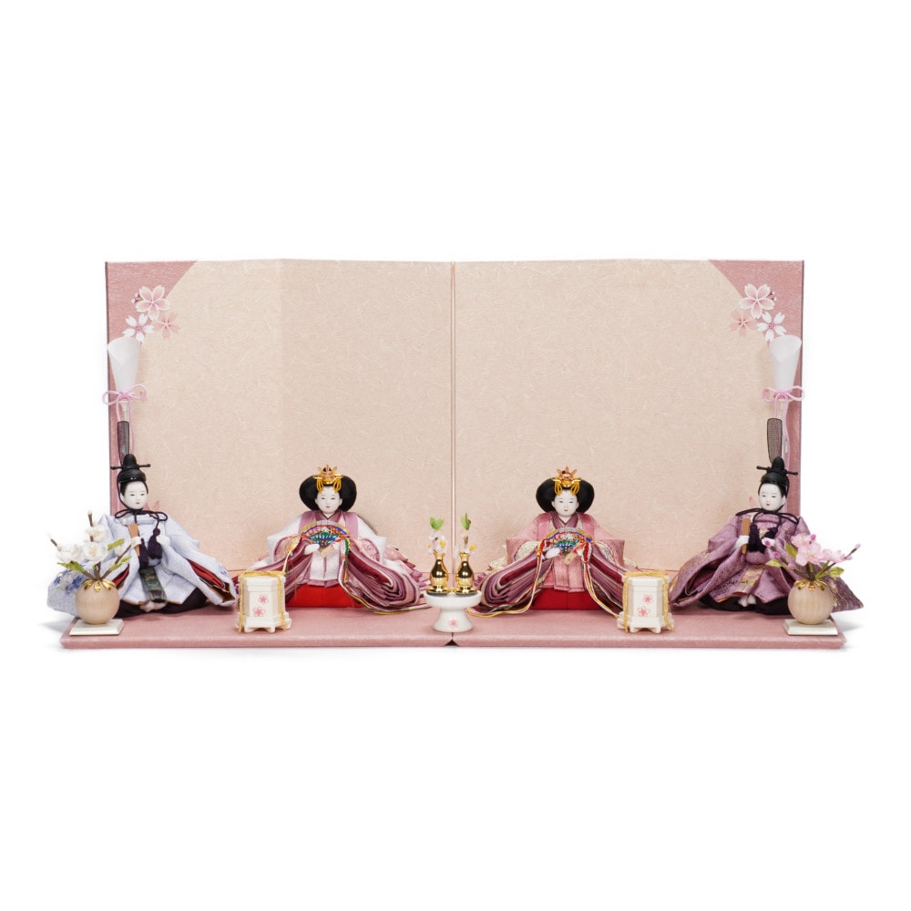 代引き不可】 ○新品おひなさま○ フルセット 桜づくし刺繍飾り