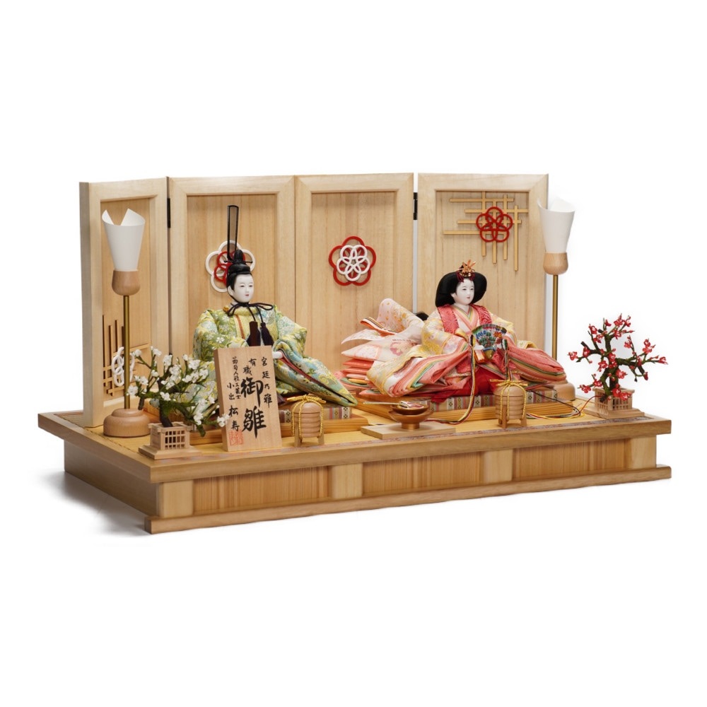 雛人形】京十番 平安 桃山花鳥縦縞文様 親王飾り〈小出松寿作